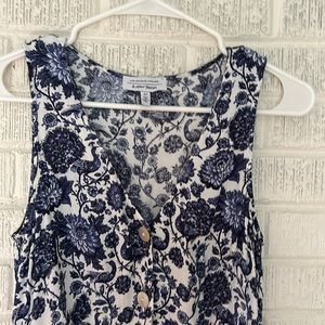 Button front floral/peacock print midi dress